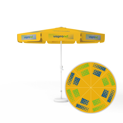 runder Sonnenschirm mit Logodruck